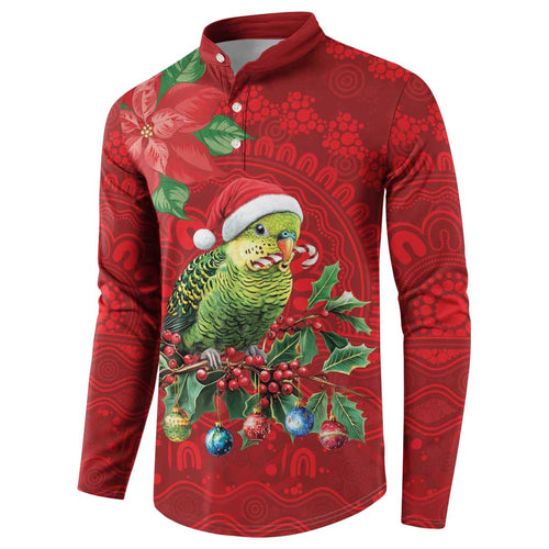 Aussie Green Budgerigar Button Sweatshirt Aboriginal Inspired Christmas - Aussie Hoodie