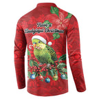 Aussie Green Budgerigar Button Sweatshirt Aboriginal Inspired Christmas - Aussie Hoodie