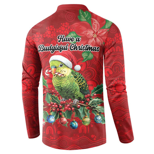 Aussie Green Budgerigar Button Sweatshirt Aboriginal Inspired Christmas - Aussie Hoodie