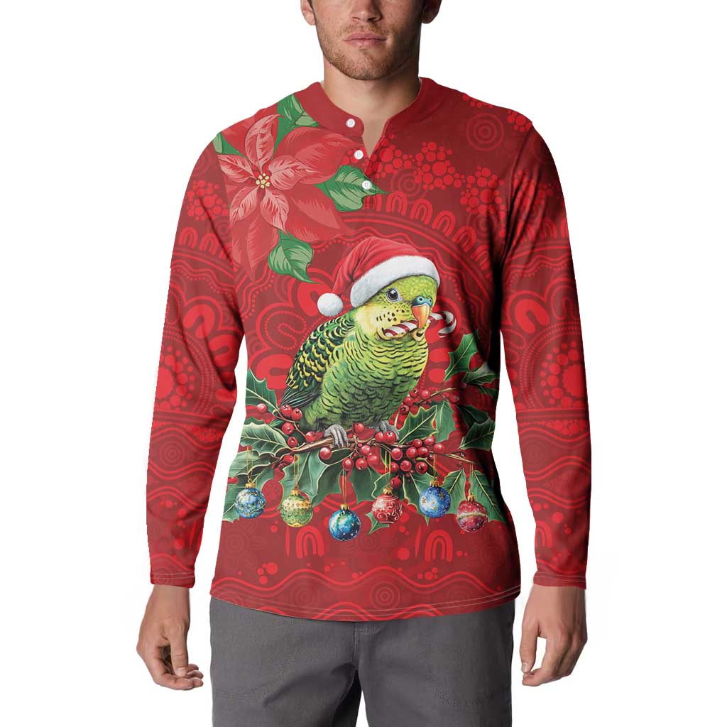 Aussie Green Budgerigar Button Sweatshirt Aboriginal Inspired Christmas - Aussie Hoodie