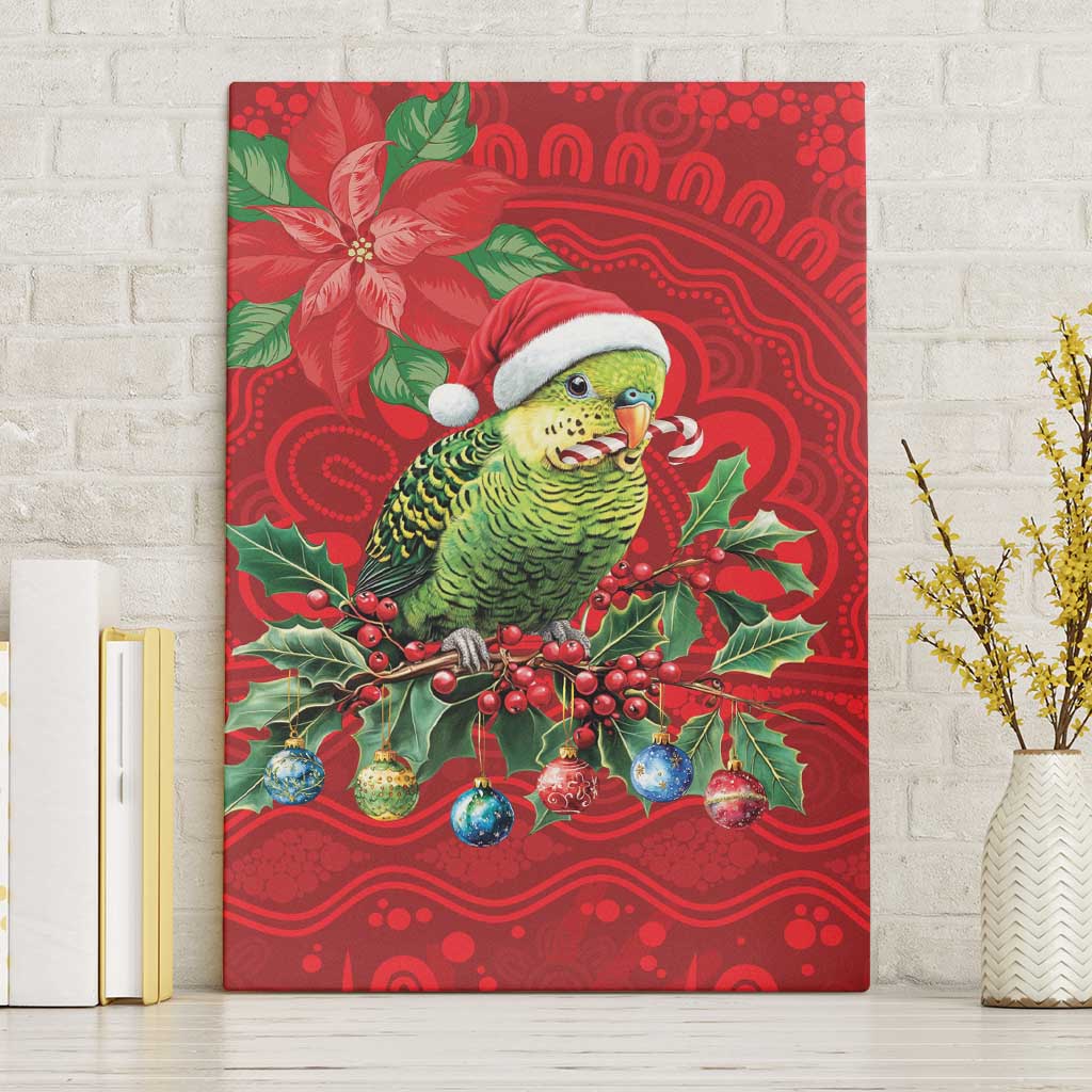 Aussie Green Budgerigar Canvas Wall Art Aboriginal Inspired Christmas - Aussie Hoodie