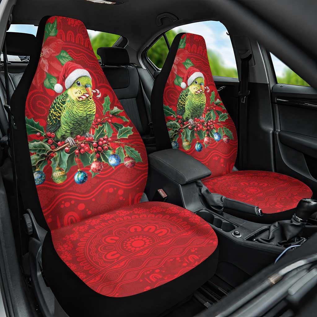 Aussie Green Budgerigar Car Seat Cover Aboriginal Inspired Christmas - Aussie Hoodie