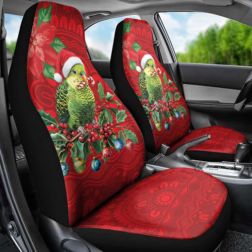Aussie Green Budgerigar Car Seat Cover Aboriginal Inspired Christmas - Aussie Hoodie