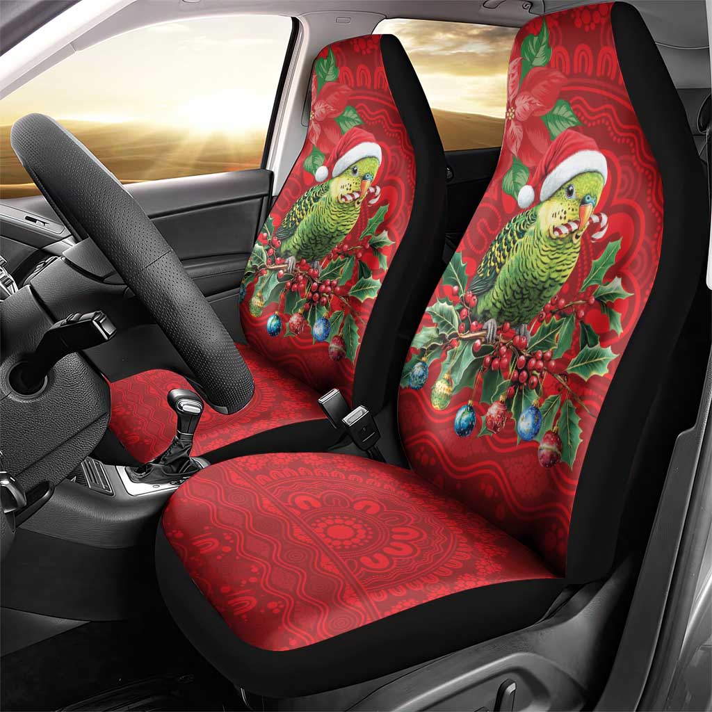 Aussie Green Budgerigar Car Seat Cover Aboriginal Inspired Christmas - Aussie Hoodie