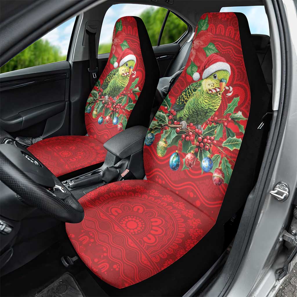 Aussie Green Budgerigar Car Seat Cover Aboriginal Inspired Christmas - Aussie Hoodie