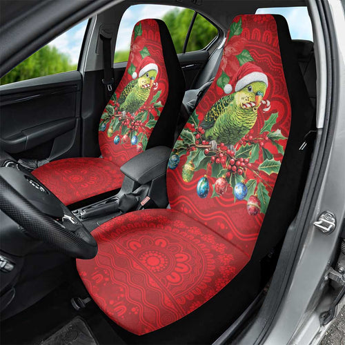 Aussie Green Budgerigar Car Seat Cover Aboriginal Inspired Christmas - Aussie Hoodie