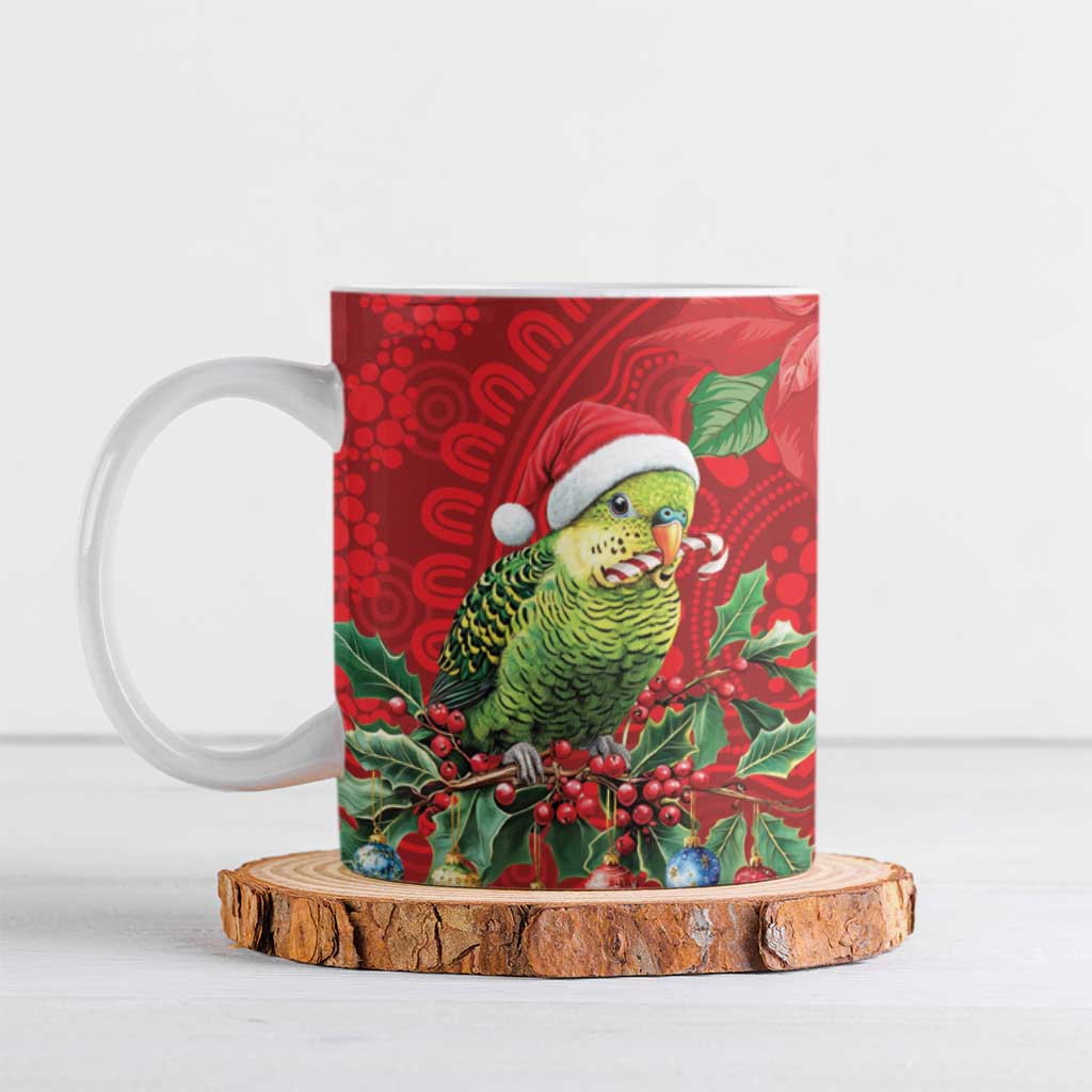 Aussie Green Budgerigar Ceramic Mug Aboriginal Inspired Christmas - Aussie Hoodie