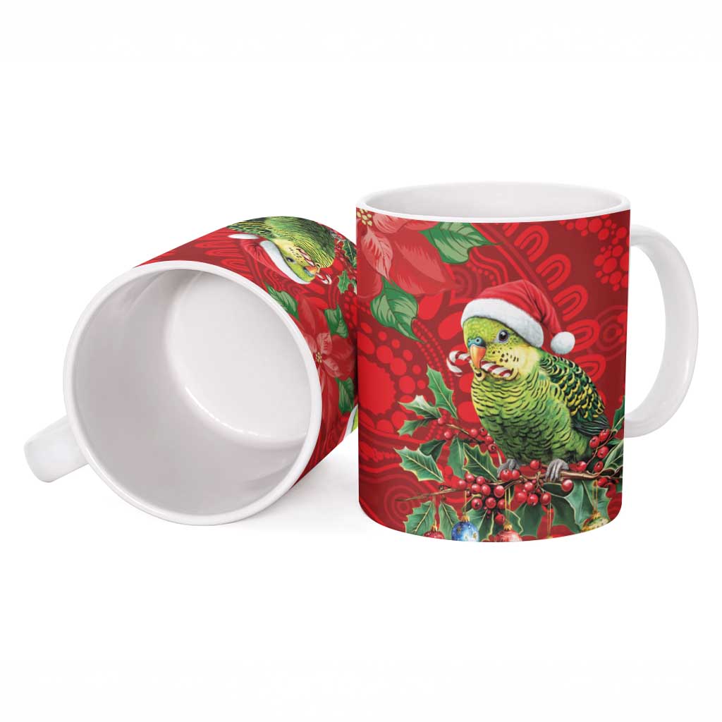 Aussie Green Budgerigar Ceramic Mug Aboriginal Inspired Christmas - Aussie Hoodie