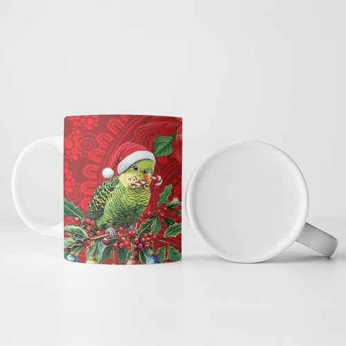 Aussie Green Budgerigar Ceramic Mug Aboriginal Inspired Christmas - Aussie Hoodie