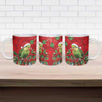 Aussie Green Budgerigar Ceramic Mug Aboriginal Inspired Christmas - Aussie Hoodie