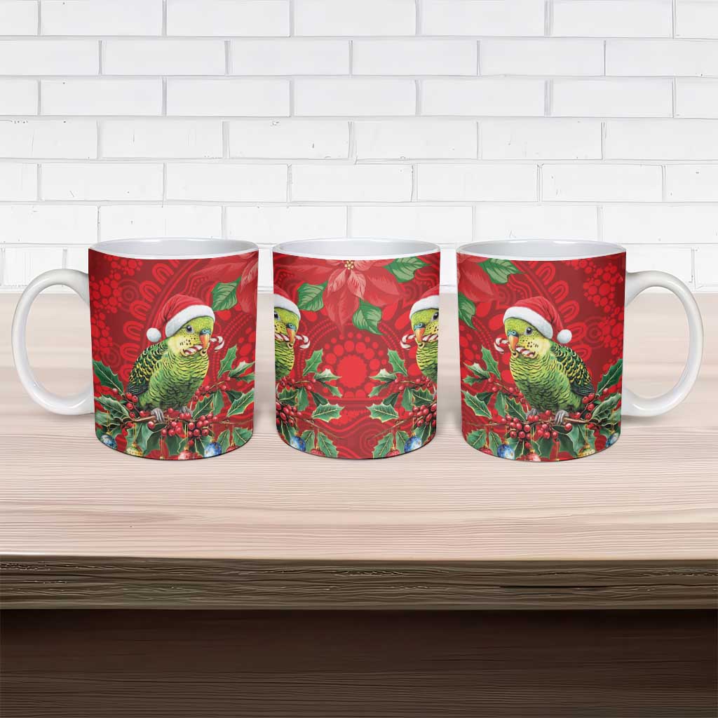 Aussie Green Budgerigar Ceramic Mug Aboriginal Inspired Christmas - Aussie Hoodie