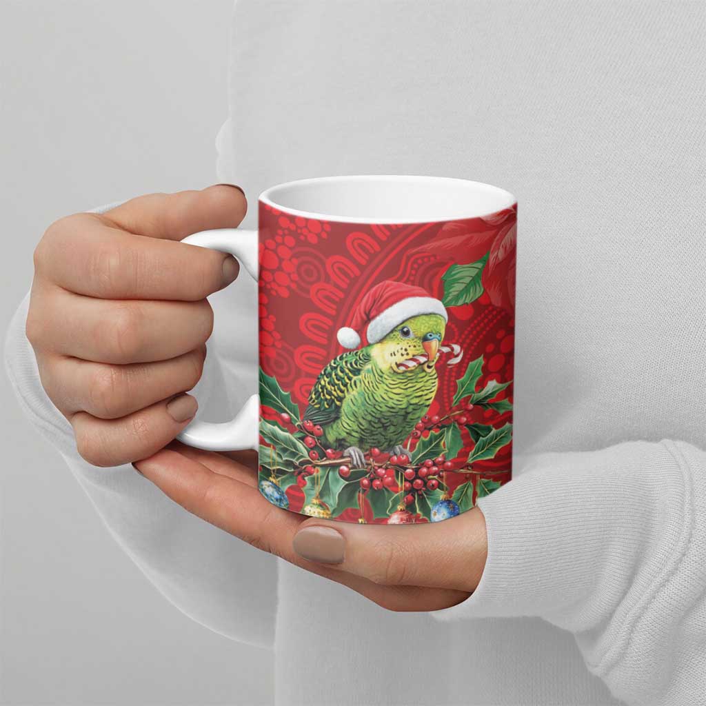 Aussie Green Budgerigar Ceramic Mug Aboriginal Inspired Christmas - Aussie Hoodie