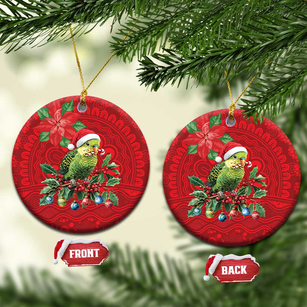 Aussie Green Budgerigar Ceramic Ornament Aboriginal Inspired Christmas - Aussie Hoodie