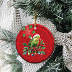 Aussie Green Budgerigar Ceramic Ornament Aboriginal Inspired Christmas - Aussie Hoodie