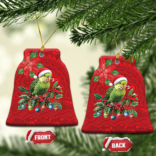 Aussie Green Budgerigar Ceramic Ornament Aboriginal Inspired Christmas - Aussie Hoodie