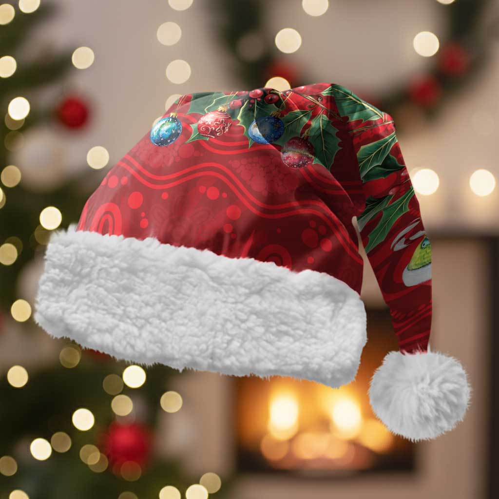 Aussie Green Budgerigar Christmas Santa Hat Aboriginal Inspired Christmas - Aussie Hoodie