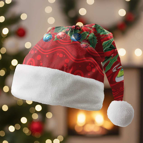 Aussie Green Budgerigar Christmas Santa Hat Aboriginal Inspired Christmas - Aussie Hoodie
