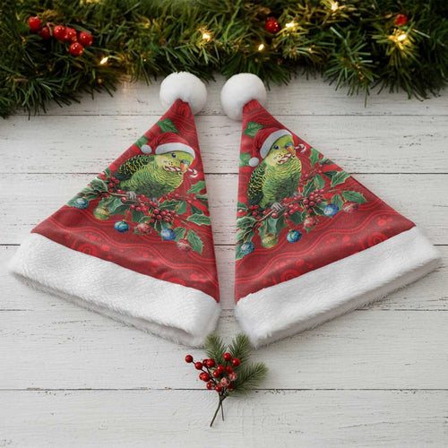Aussie Green Budgerigar Christmas Santa Hat Aboriginal Inspired Christmas - Aussie Hoodie