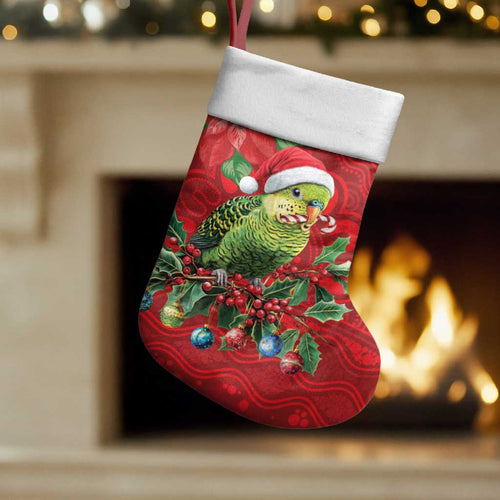 Aussie Green Budgerigar Christmas Stocking Aboriginal Inspired Christmas - Aussie Hoodie