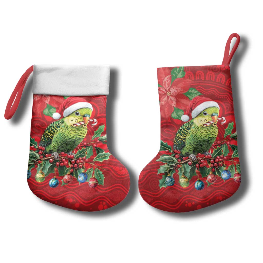 Aussie Green Budgerigar Christmas Stocking Aboriginal Inspired Christmas - Aussie Hoodie
