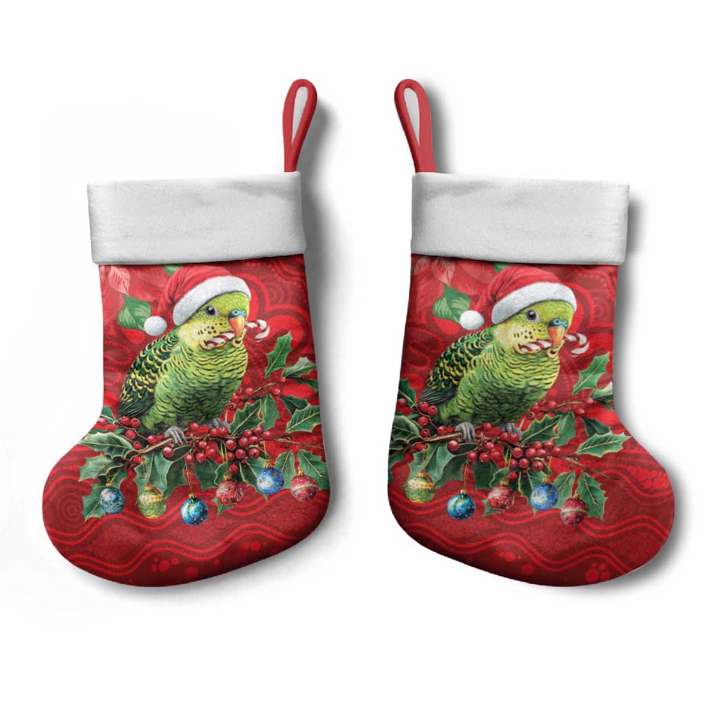 Aussie Green Budgerigar Christmas Stocking Aboriginal Inspired Christmas - Aussie Hoodie