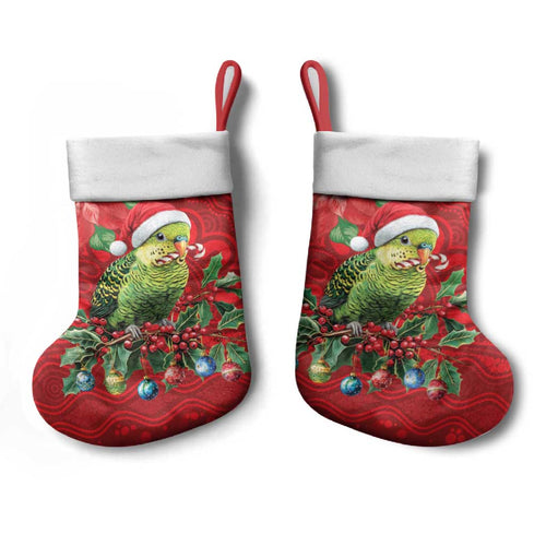Aussie Green Budgerigar Christmas Stocking Aboriginal Inspired Christmas - Aussie Hoodie