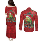 Aussie Green Budgerigar Couples Matching Puletasi and Long Sleeve Button Shirt Aboriginal Inspired Christmas - Aussie Hoodie