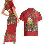 Aussie Green Budgerigar Couples Matching Short Sleeve Bodycon Dress and Hawaiian Shirt Aboriginal Inspired Christmas - Aussie Hoodie