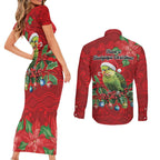 Aussie Green Budgerigar Couples Matching Short Sleeve Bodycon Dress and Long Sleeve Button Shirt Aboriginal Inspired Christmas - Aussie Hoodie