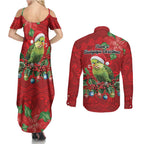 Aussie Green Budgerigar Couples Matching Summer Maxi Dress and Long Sleeve Button Shirt Aboriginal Inspired Christmas - Aussie Hoodie