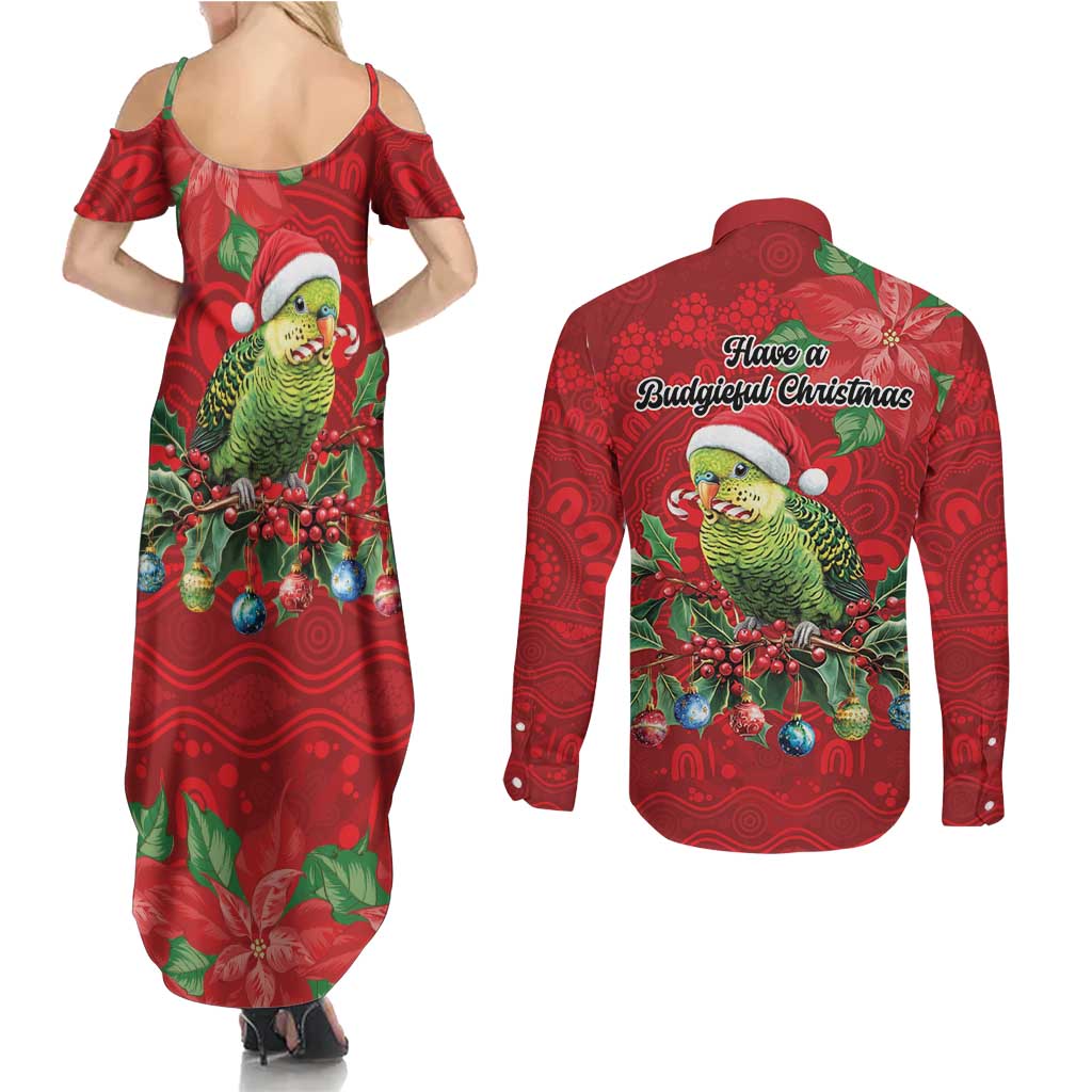 Aussie Green Budgerigar Couples Matching Summer Maxi Dress and Long Sleeve Button Shirt Aboriginal Inspired Christmas - Aussie Hoodie