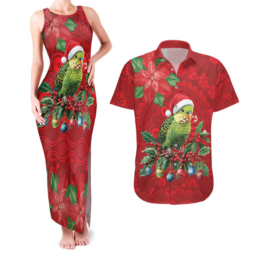 Aussie Green Budgerigar Couples Matching Tank Maxi Dress and Hawaiian Shirt Aboriginal Inspired Christmas - Aussie Hoodie