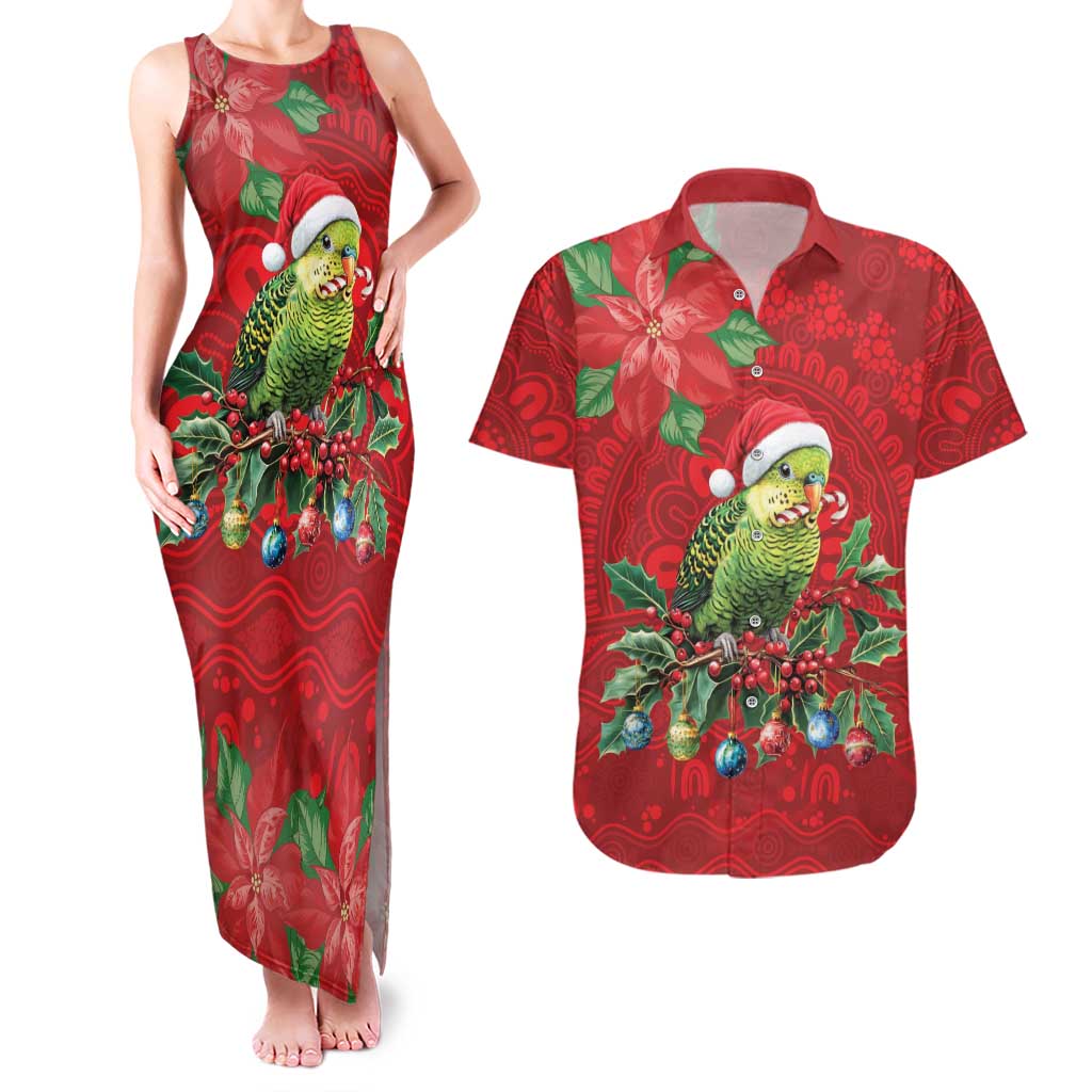 Aussie Green Budgerigar Couples Matching Tank Maxi Dress and Hawaiian Shirt Aboriginal Inspired Christmas - Aussie Hoodie