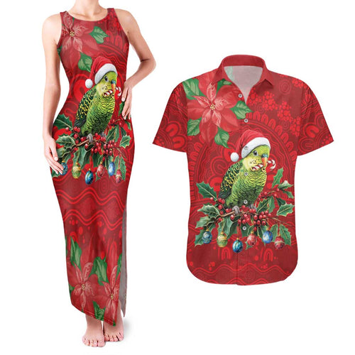 Aussie Green Budgerigar Couples Matching Tank Maxi Dress and Hawaiian Shirt Aboriginal Inspired Christmas - Aussie Hoodie