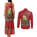 Aussie Green Budgerigar Couples Matching Tank Maxi Dress and Long Sleeve Button Shirt Aboriginal Inspired Christmas - Aussie Hoodie