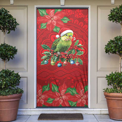 Aussie Green Budgerigar Door Cover Aboriginal Inspired Christmas - Aussie Hoodie