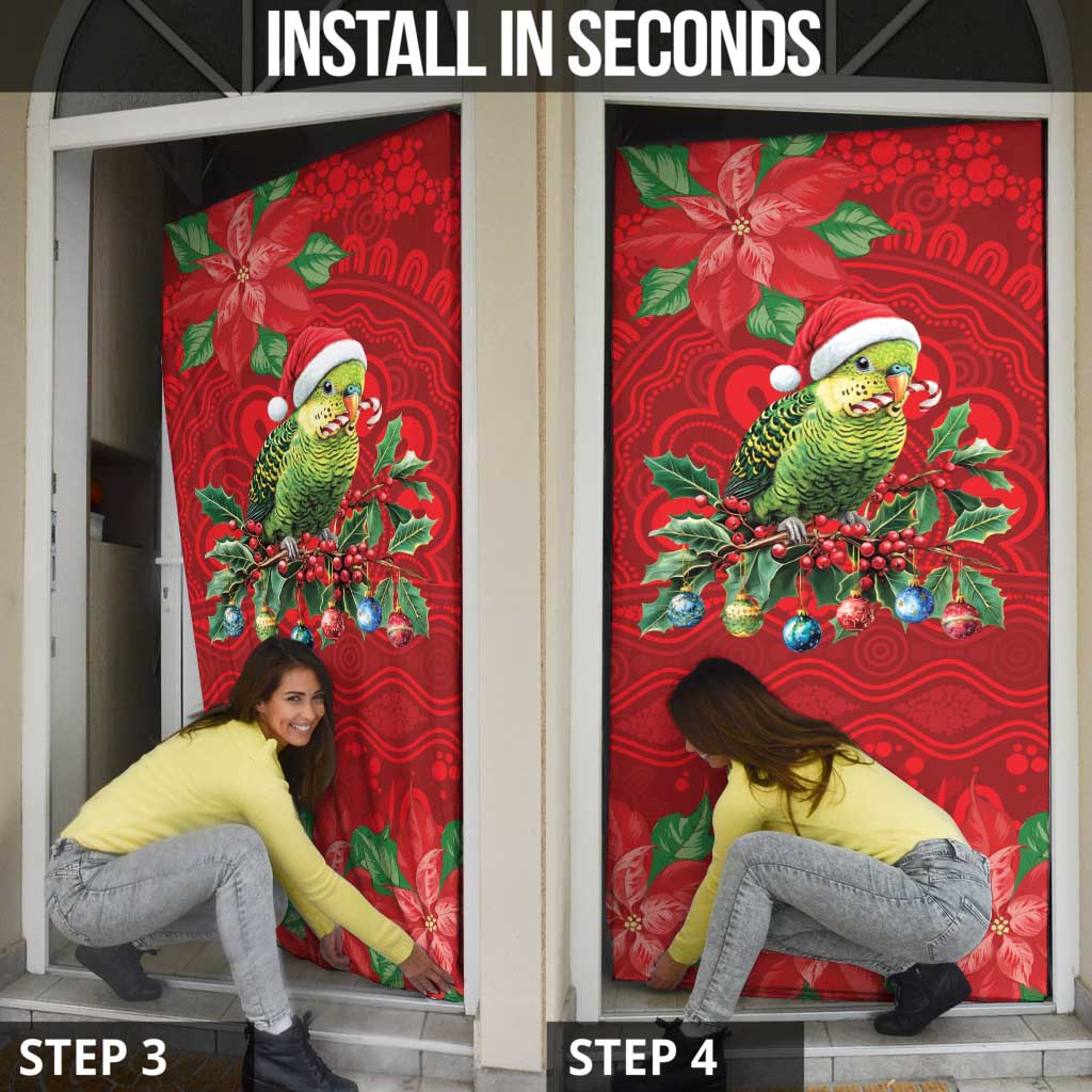 Aussie Green Budgerigar Door Cover Aboriginal Inspired Christmas - Aussie Hoodie