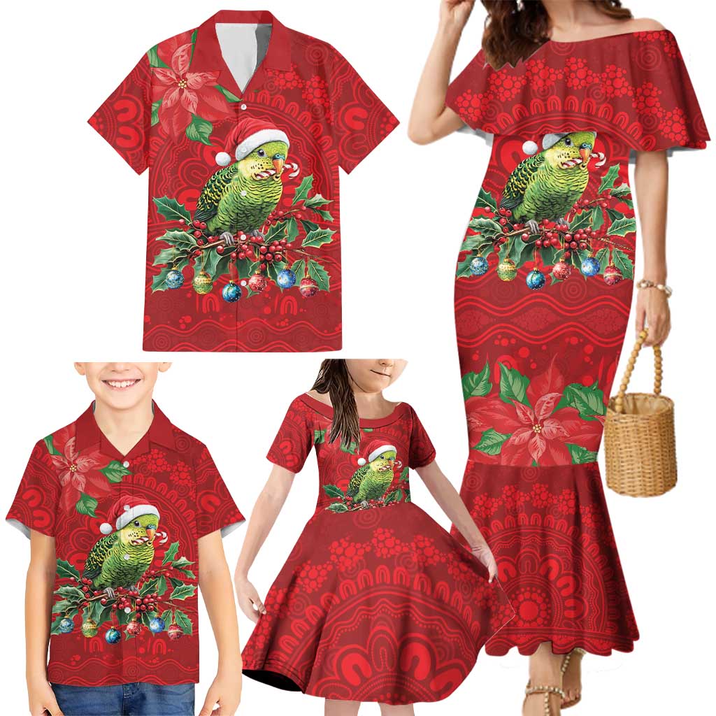 Aussie Green Budgerigar Family Matching Mermaid Dress and Hawaiian Shirt Aboriginal Inspired Christmas - Aussie Hoodie