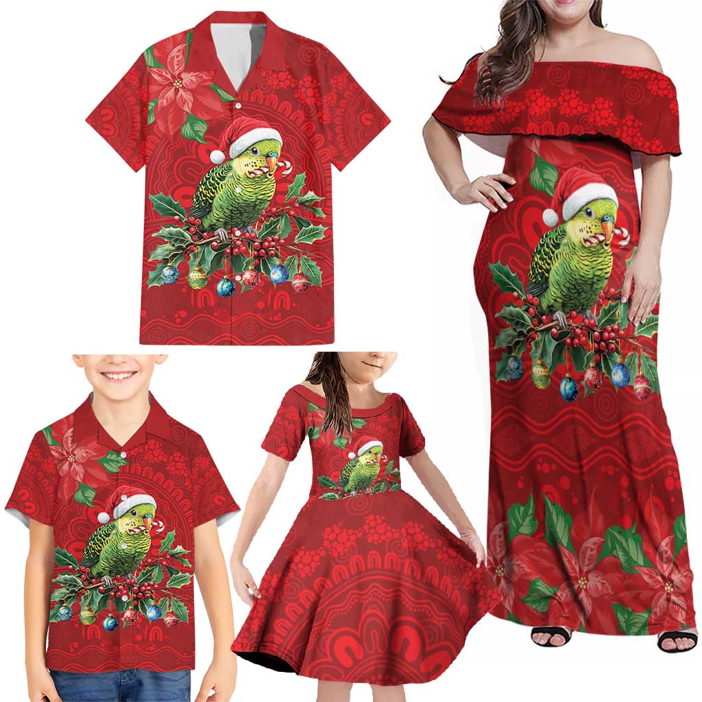 Aussie Green Budgerigar Family Matching Off Shoulder Maxi Dress and Hawaiian Shirt Aboriginal Inspired Christmas - Aussie Hoodie
