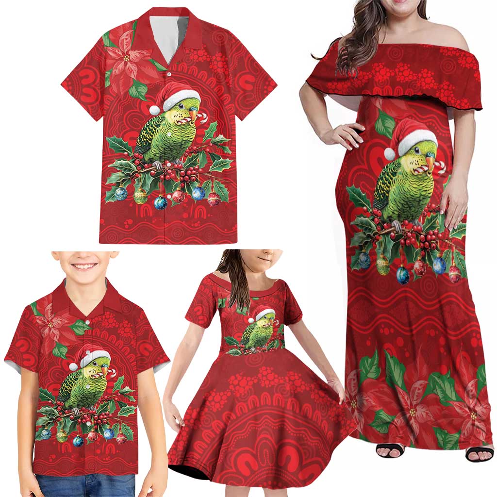 Aussie Green Budgerigar Family Matching Off Shoulder Maxi Dress and Hawaiian Shirt Aboriginal Inspired Christmas - Aussie Hoodie