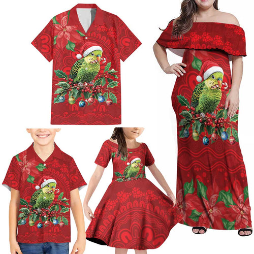 Aussie Green Budgerigar Family Matching Off Shoulder Maxi Dress and Hawaiian Shirt Aboriginal Inspired Christmas - Aussie Hoodie