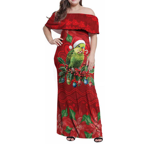 Aussie Green Budgerigar Family Matching Off Shoulder Maxi Dress and Hawaiian Shirt Aboriginal Inspired Christmas - Aussie Hoodie