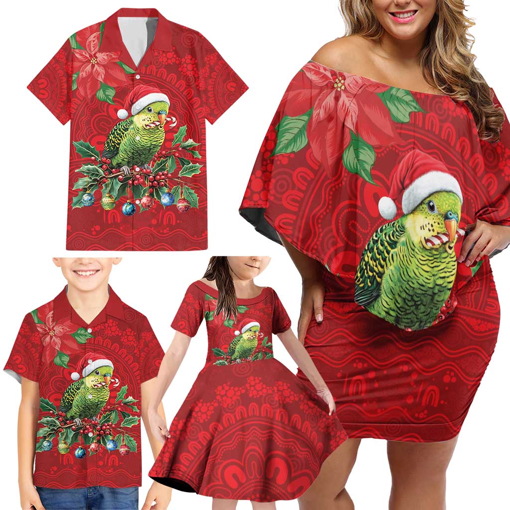 Aussie Green Budgerigar Family Matching Off Shoulder Short Dress and Hawaiian Shirt Aboriginal Inspired Christmas - Aussie Hoodie