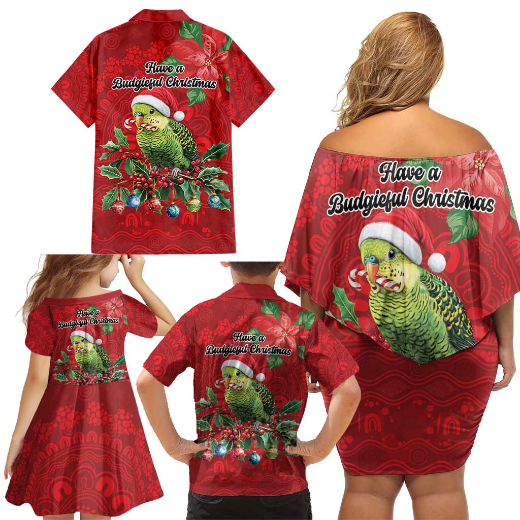 Aussie Green Budgerigar Family Matching Off Shoulder Short Dress and Hawaiian Shirt Aboriginal Inspired Christmas - Aussie Hoodie