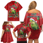 Aussie Green Budgerigar Family Matching Off Shoulder Short Dress and Hawaiian Shirt Aboriginal Inspired Christmas - Aussie Hoodie