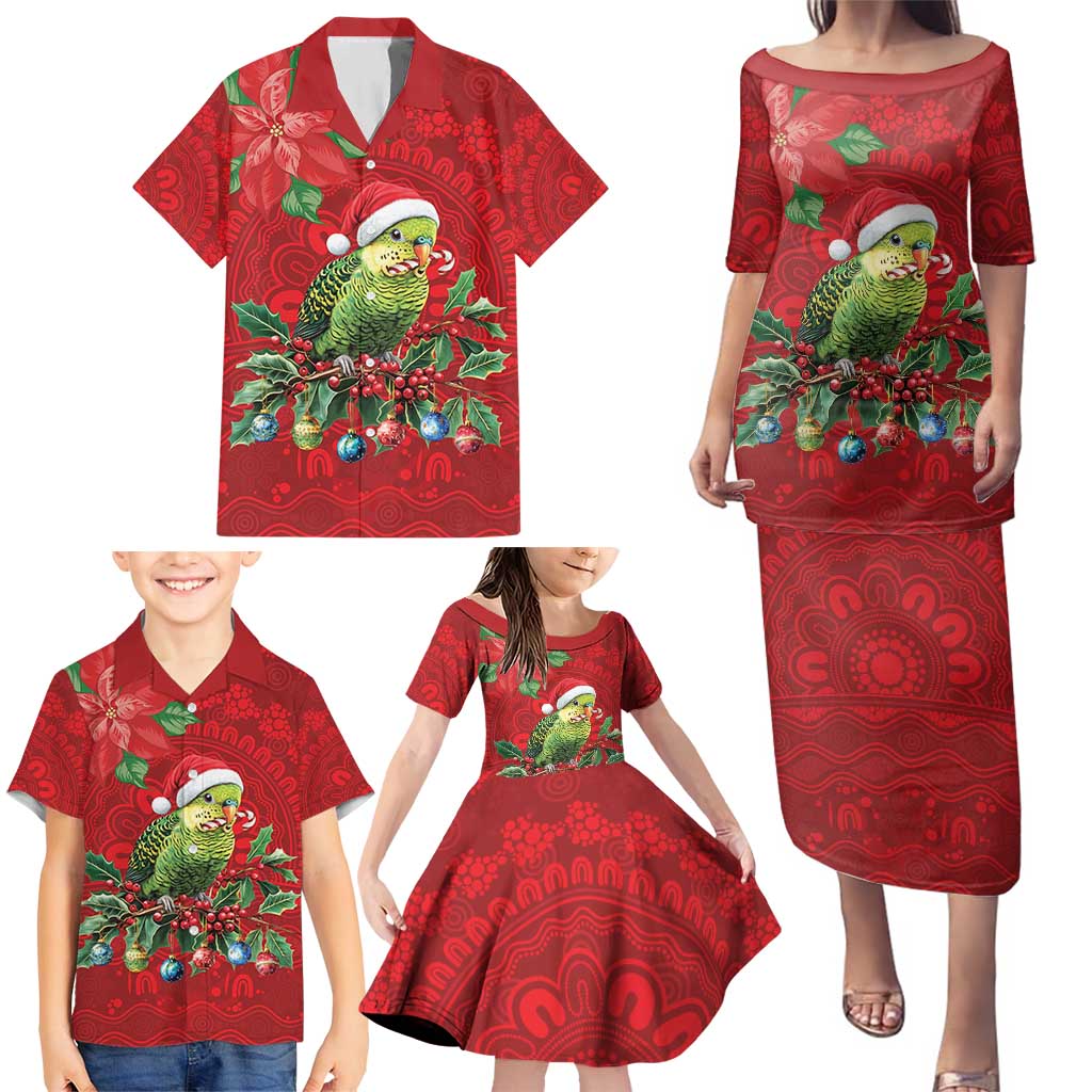 Aussie Green Budgerigar Family Matching Puletasi and Hawaiian Shirt Aboriginal Inspired Christmas - Aussie Hoodie