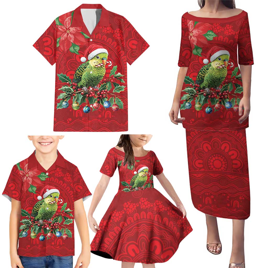 Aussie Green Budgerigar Family Matching Puletasi and Hawaiian Shirt Aboriginal Inspired Christmas - Aussie Hoodie