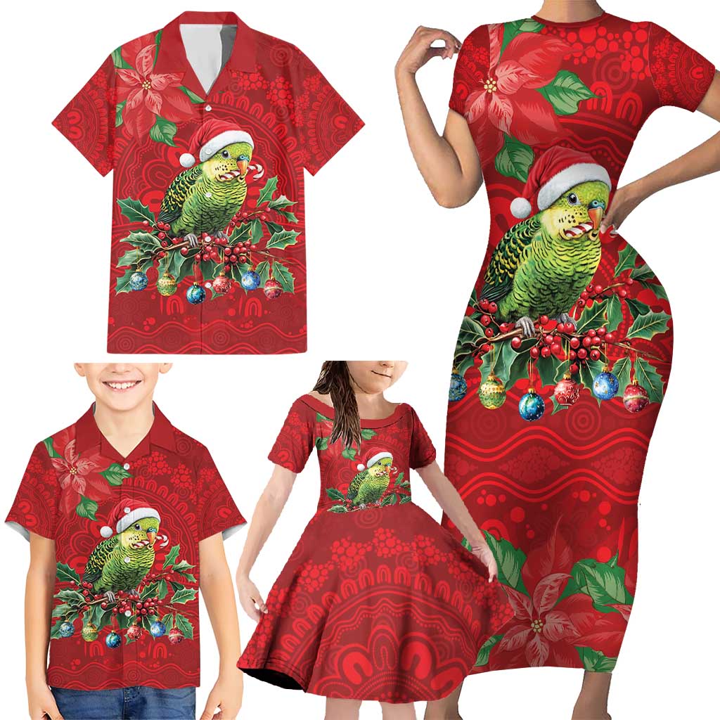 Aussie Green Budgerigar Family Matching Short Sleeve Bodycon Dress and Hawaiian Shirt Aboriginal Inspired Christmas - Aussie Hoodie
