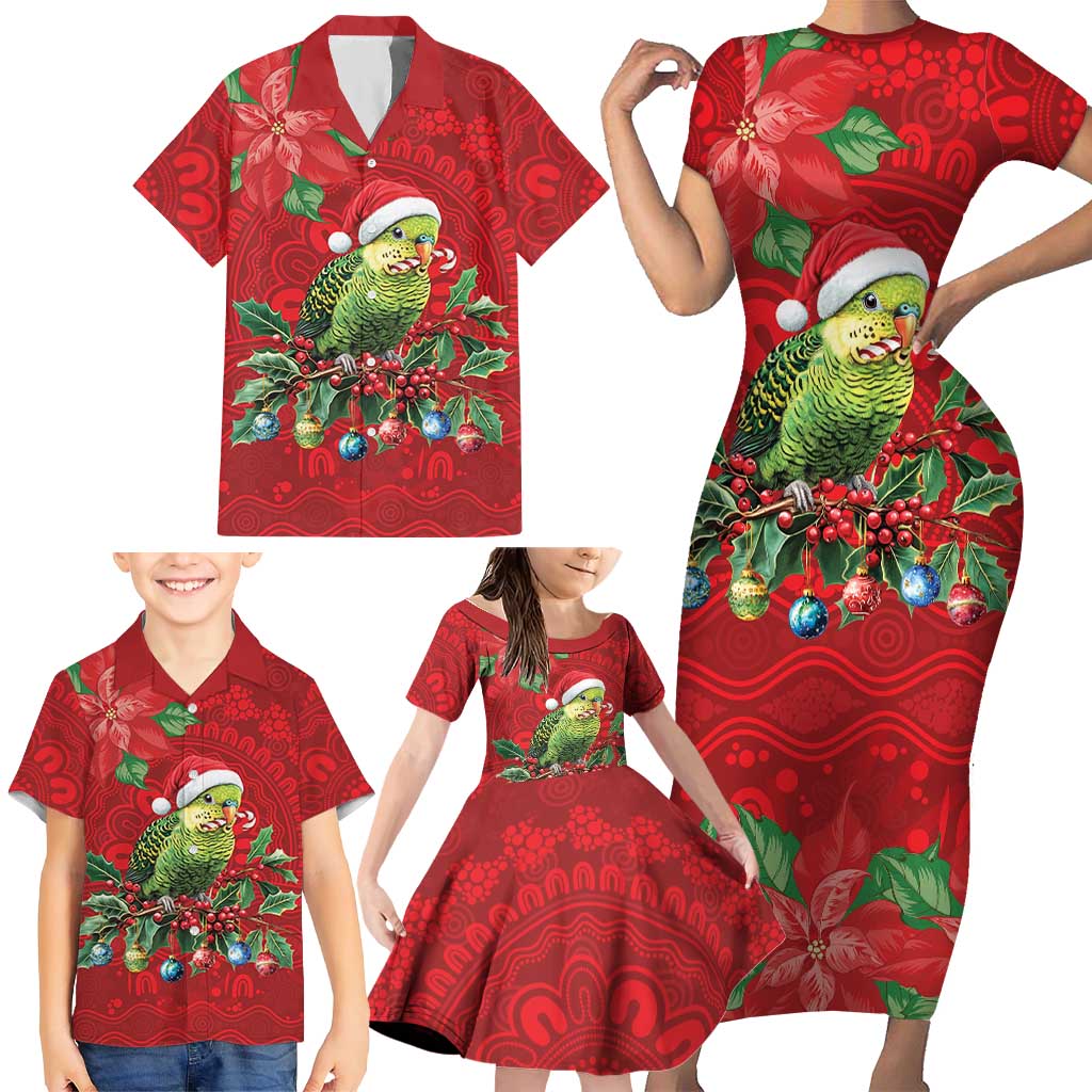 Aussie Green Budgerigar Family Matching Short Sleeve Bodycon Dress and Hawaiian Shirt Aboriginal Inspired Christmas - Aussie Hoodie
