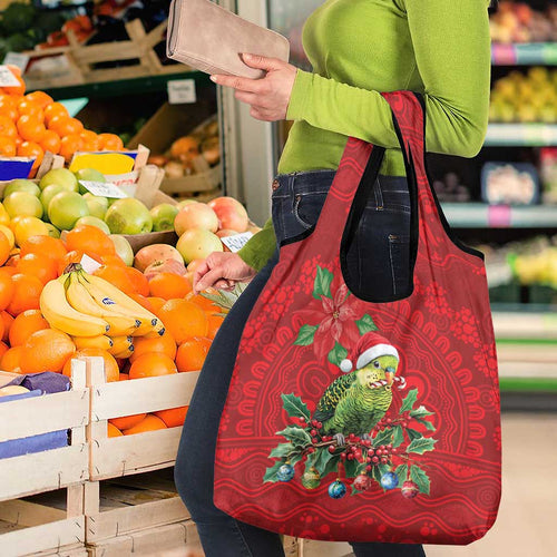Aussie Green Budgerigar Grocery Bag Aboriginal Inspired Christmas - Aussie Hoodie